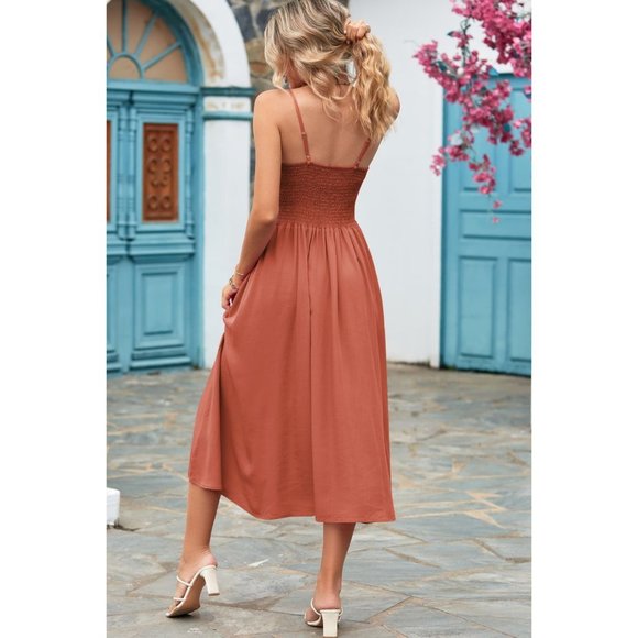 Smocked Spaghetti Strap Midi Dress - Picture 13 of 16